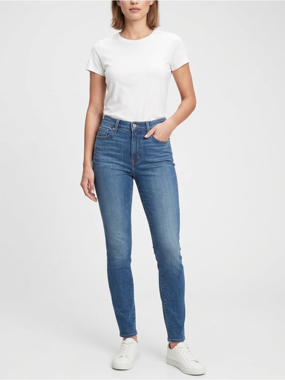 GAP High Rise Skinny Jeans Blue Wash Stretch Denim Classic Fit